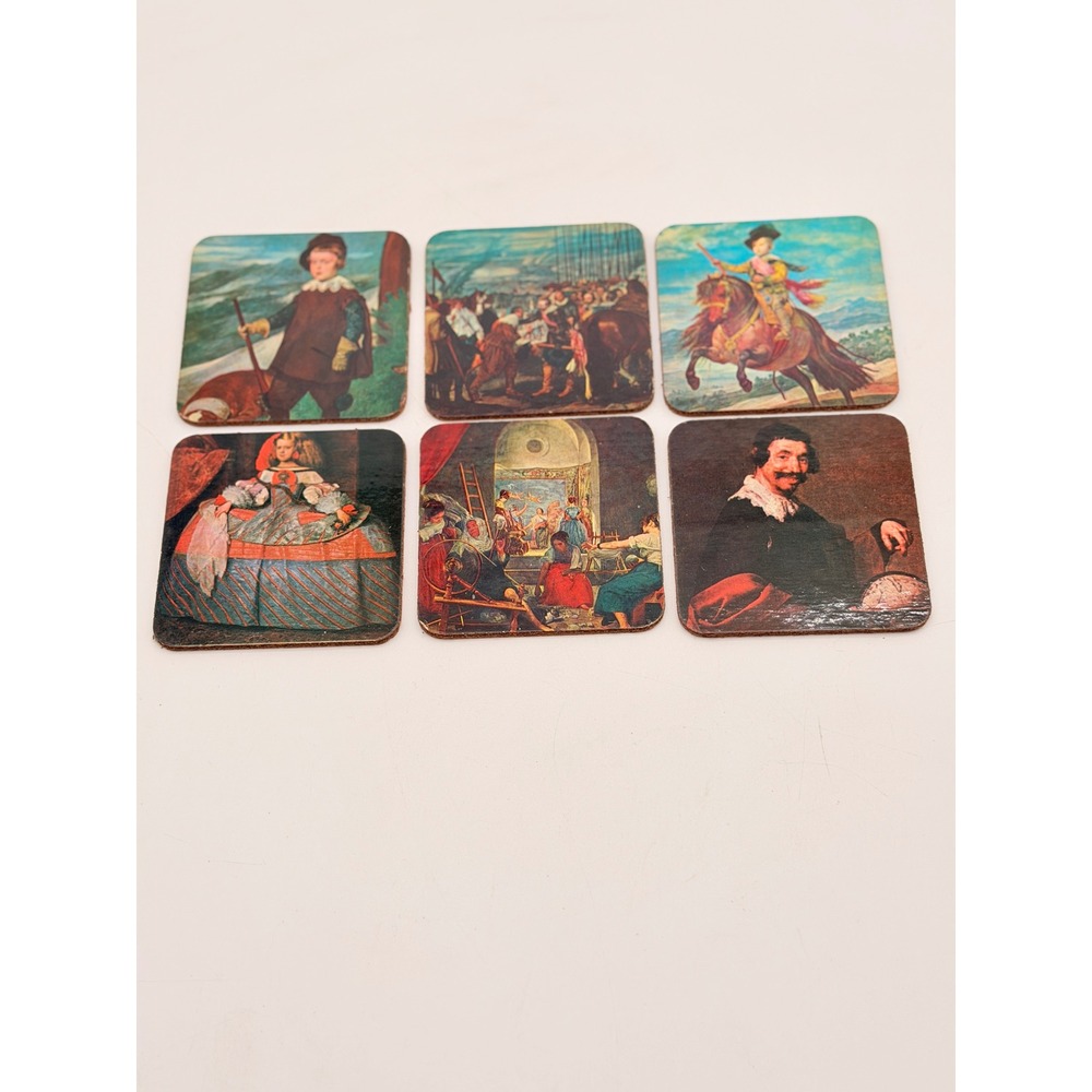 Vintage Diego Velazquez Fine Art Cork Coasters Set of 6 Spanish Baroque Painting